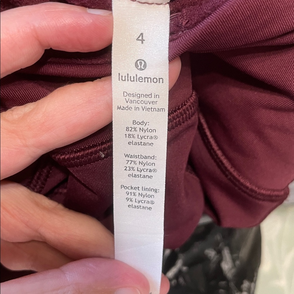 Lululemon Toasty Tech Fleece Tights II Leggings Burgundy Size 4 - Picture 10 of 15